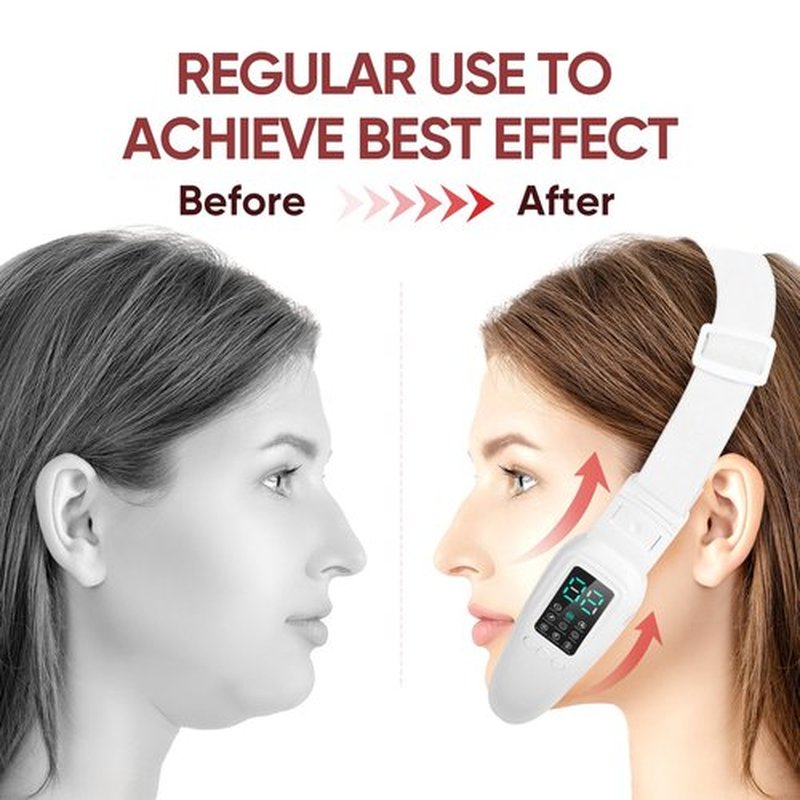 Electric Double Chin Device and V-Face Machine with 8 Modes and 15 Gear Adjustable Intensities - Intelligent Double Chin Machine for V-face