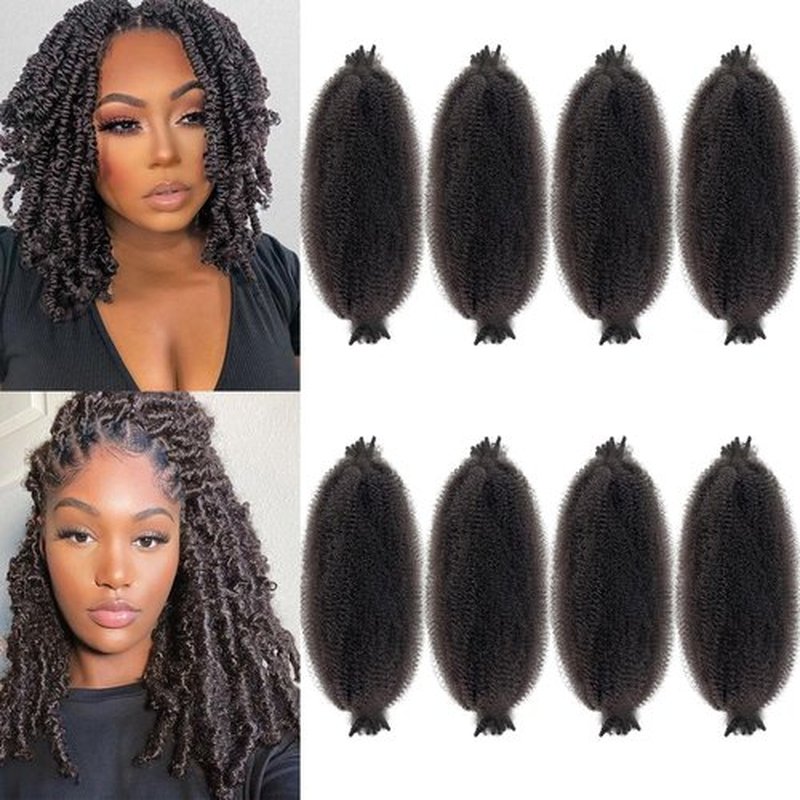 Sunsmilely Wrapping Hair for Soft Locs 12 Inch Marley Twist Braiding Hair Dark Brown Afro Spring Twist Hair for Faux Locs 8 Packs Afro Twist Hair Synthetic Pre-fluffed Spring Twist Hair Extensions