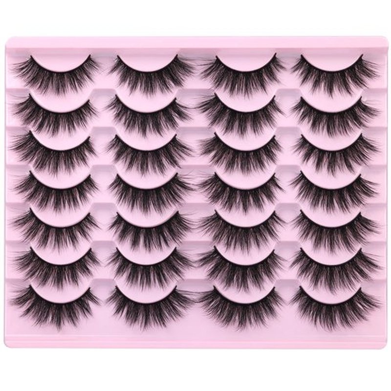 EyeLashes Natural Look 16mm Faux Mink Lashes Fluffy Cat Eye Wispy Eyelashes 6D Volume False Lashes Pack by Kiromiro
