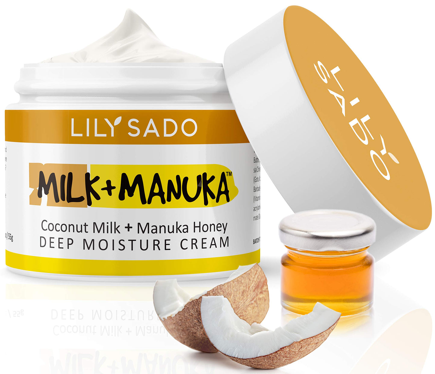 LILY SADO MILK+MANUKA™ Coconut Milk & Manuka Honey Natural Face Moisturizer - Non Greasy Organic Facial Cream with Cocoa Butter & Gotu Kola - Anti-aging, Cruelty-Free Formula. For Women & Men.
