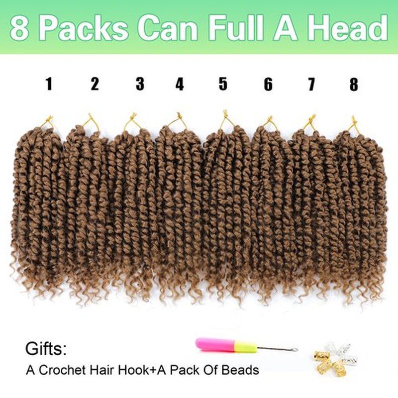 Passion Twist Crochet Hair 8Inch Passion Twist Hair 8 Packs Pre-Twisted Passion Twist Crochet Hair for Black Women Soft Passion Twist Curly Crochet Hair 8"(Pack of 8) 27#