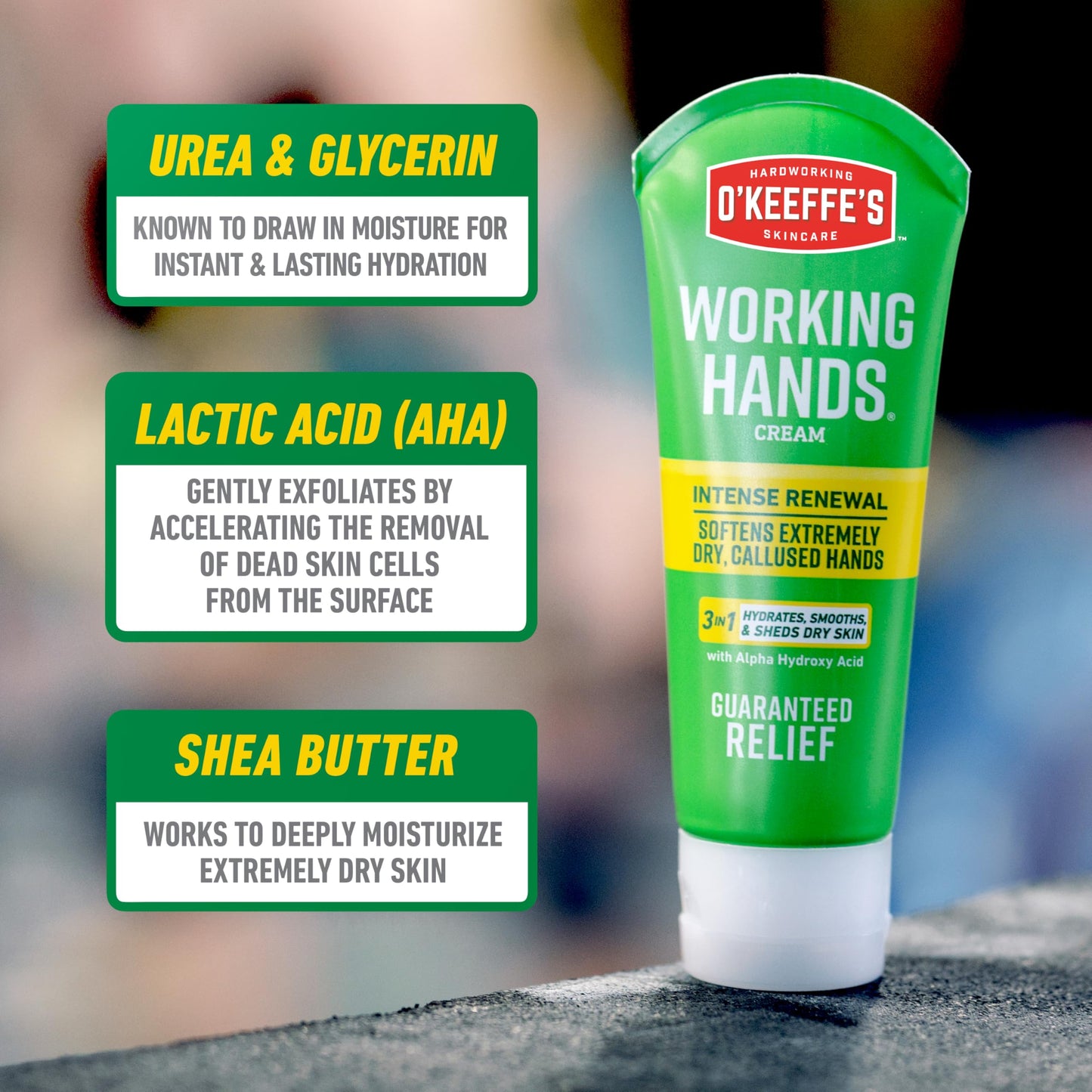 O'Keeffe's Working Hands Intense Renewal Hand Cream with Urea, 3 oz Tube (Pack of 2) – Softens & Smooths Extremely Dry, Callused Hands