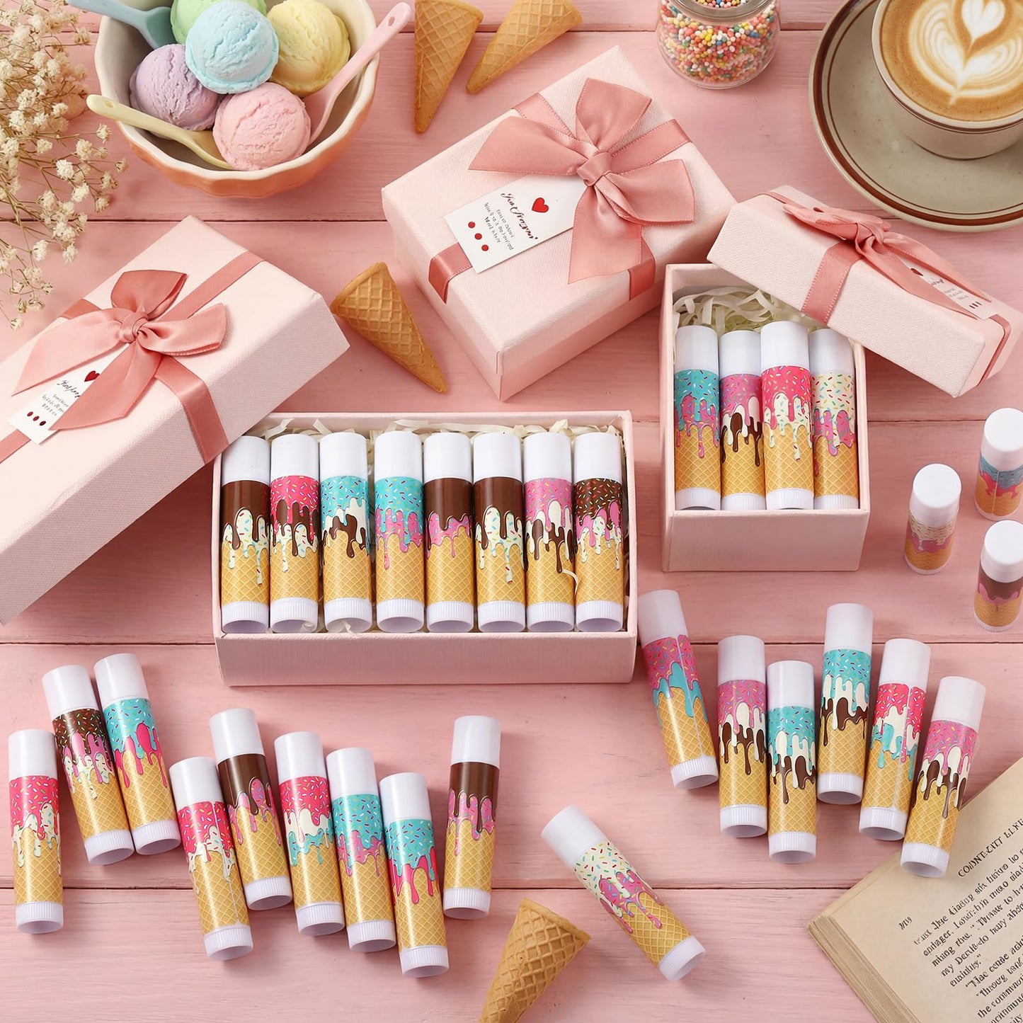 Maxcheck 48 Pcs Baseball Ice Cream Drip Lip Balm Baseball Gift Party Favors Bulk Summer Sport Party Favor for Team Gift for Dripping Sports Birthday Teen Adults Graduation, 12 Styles