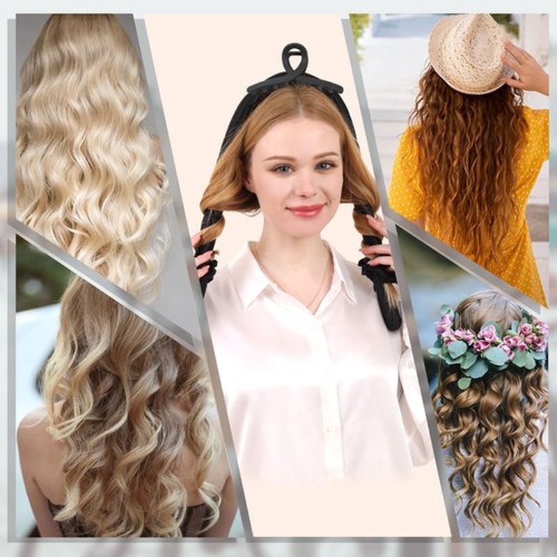 DAISYSILK 100% Mulberry Silk No Heat Hair Curler Headband Silk Heatless Curling Rod for Long Hair for More Comfortable Sleep Overnight, Black