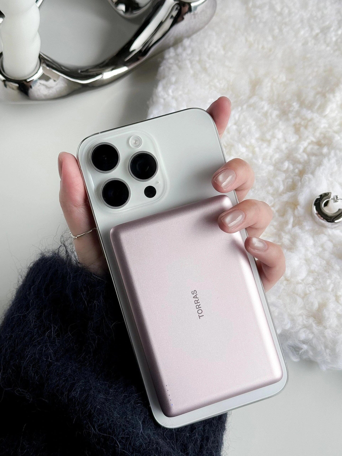 TORRAS MiniMag Power Bank, Ultra Slim 5,000mAh Wireless Portable Charger with USB-C Cable, Fast Charging iPhone Air MagSafe Battery Pack, Compatible Charger for iPhone 17/16/15/14/13/12, Azalea Pink