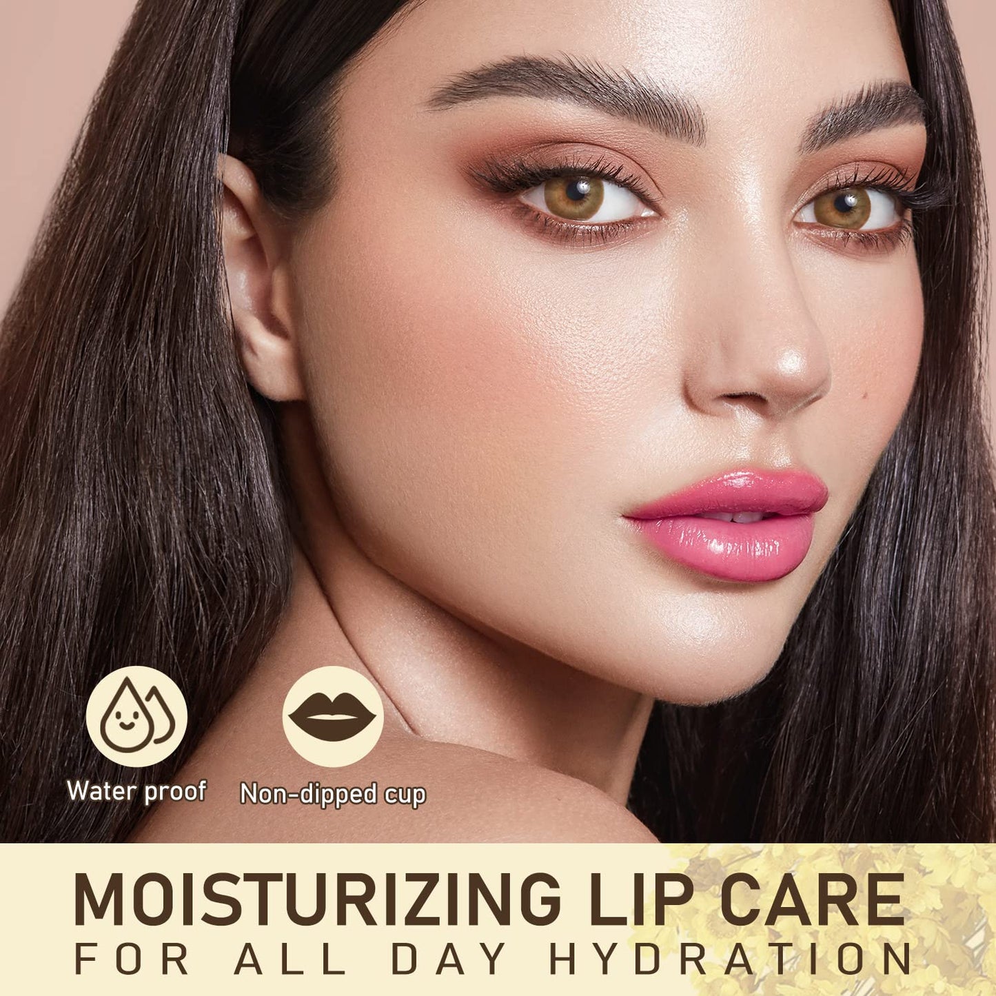 Tinted Lip Balm Flower Lipstick Tinted Lip Gloss Long Lasting PH Lipstick Color Changing Lipsticks Natural Chapstick, Glitter Pink Lip Stick, Purple Flower