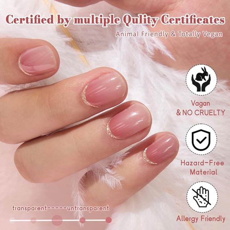 GelMala Gel Nail Strips Semi Cured Reverse French Tip, Glossy Gel Nail Stickers Pink, Long Lasting, Easy to Apply & Remove -Gel Nail Strips for Nails Manicure Nail Wraps，Easy for begginners (Lady Q)