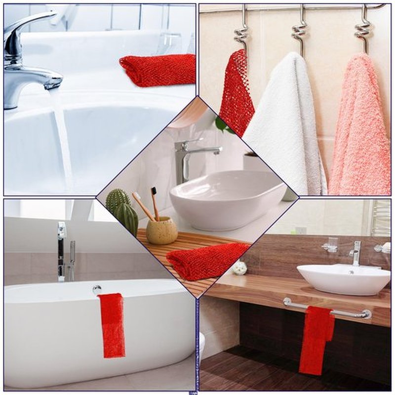 Geiserailie African Long Bathing Net Sponge Long Net Shower Body Scrubber Back Scrubber Skin Smoother Net Bathing Sponge for Daily Use or Stocking Stuffer(Red)