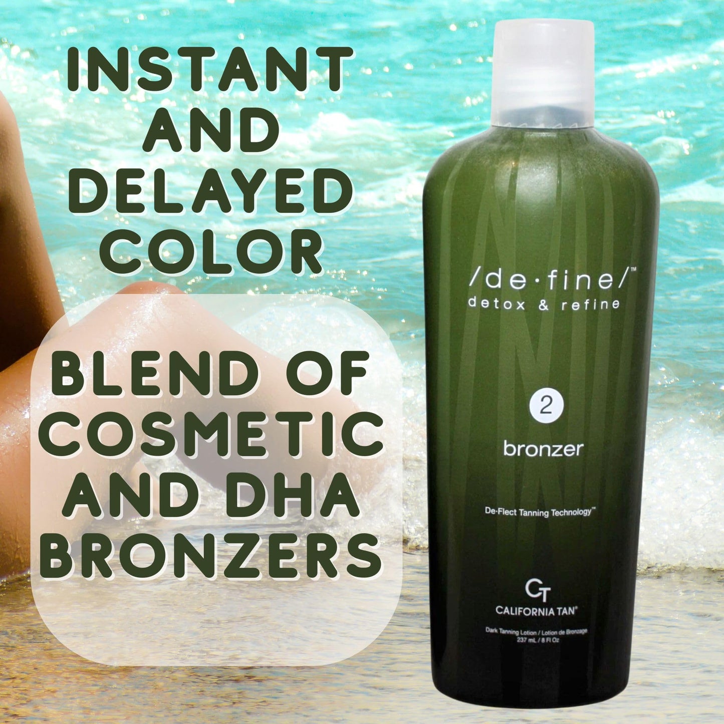 California Tan De Fine Bronzer Step 2 Bronzer Tanning Bed Lotion 8 ounce De-Fine