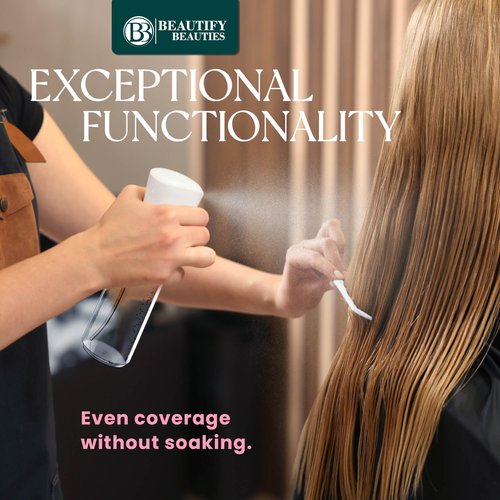 BeautifyBeauties Hair Spray Bottle – Ultra Fine Continuous Water Mister for Hairstyling, Cleaning, Plants, Misting & Skin Care (Clear, 10.2 Ounces)