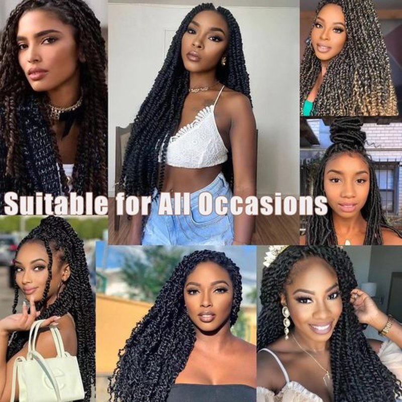Roalnce Passion Twist Crochet Hair Pre-twisted Hair Extensions Pre Looped Synthetic Braids for Black Women 8 Packs 8 Packs 18 Inch