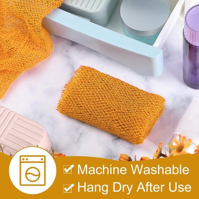 Geiserailie African Long Bathing Net Sponge Long Net Shower Body Scrubber Back Scrubber Skin Smoother Net Bathing Sponge for Daily Use or Stocking Stuffer (Yellow)