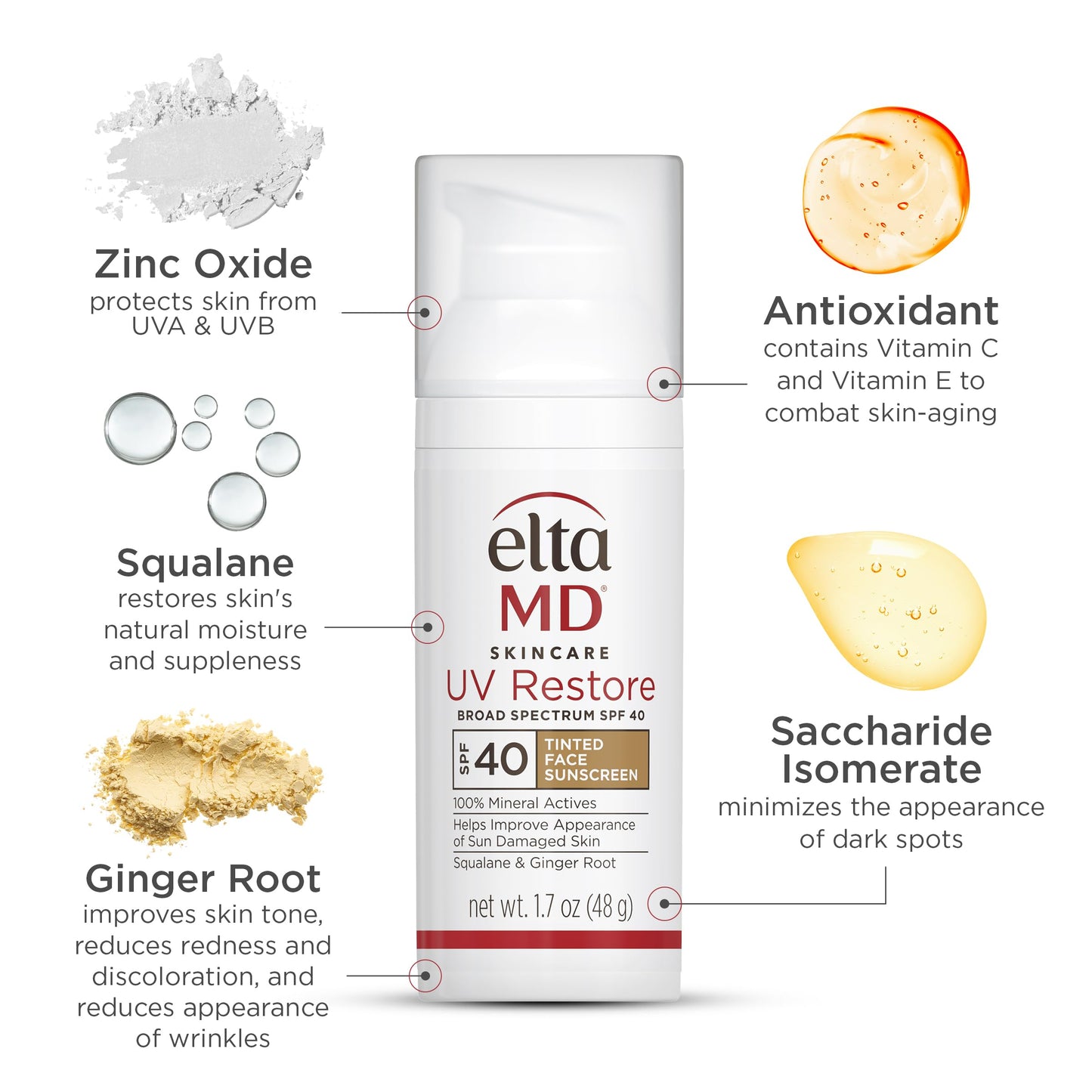 EltaMD UV Restore Tinted Sunscreen for Face SPF 40,Tinted Mineral Sunscreen for Sun Damaged Skin Repair Face,Anti Aging Zinc Oxide Moisturizer Formula,1.7 oz,(Pack of 2)