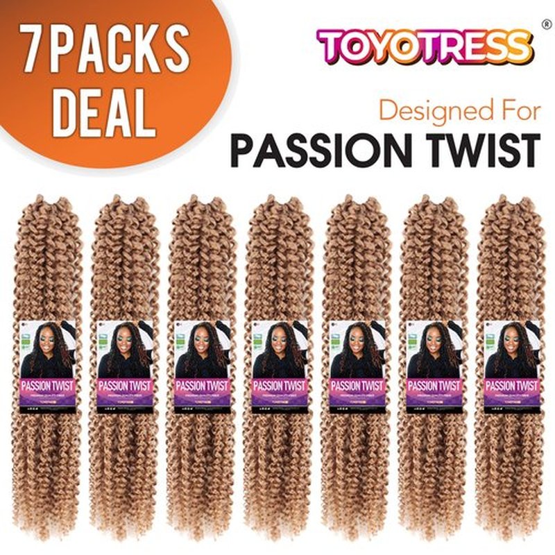 Passion Twist Hair - 18 Inch 7packs Blonde Water Wave Crochet Braids Synthetic Braiding Hair Extensions (18 Inch 7Packs, 27#)…