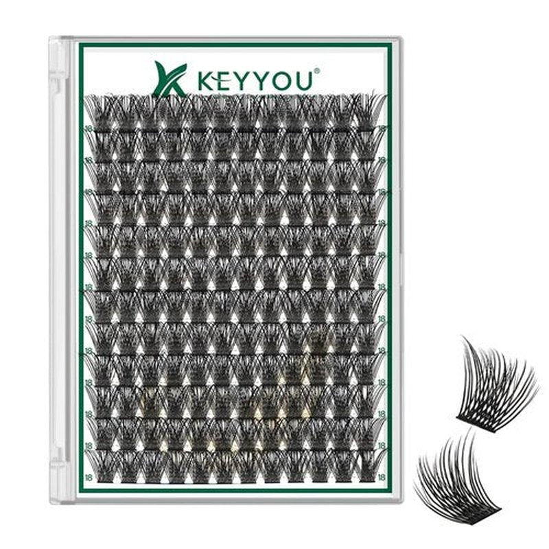 Lash Clusters 144pcs Individual Lashes D Curl 10mm Eyelash Clusters KEYYOU Air Touch Cluster Lashes Super Lightweight Soft Wispy Comfortable Easy DIY at Home(Air01-D-18mm)