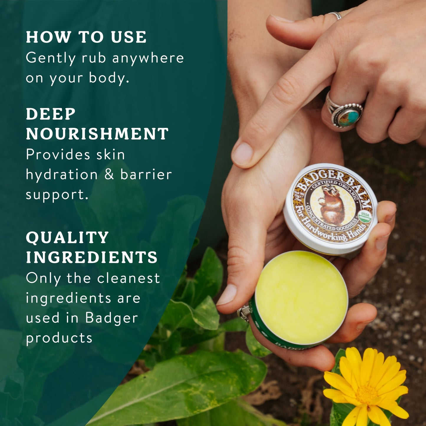 Badger Healing Balm, Hard Working Hands Cream, Organic Hand Cream for Dry Cracked Hands, Long Lasting Hand Moisturizer/Dry Hands Treatment, 2 oz Tin, 2-Pack