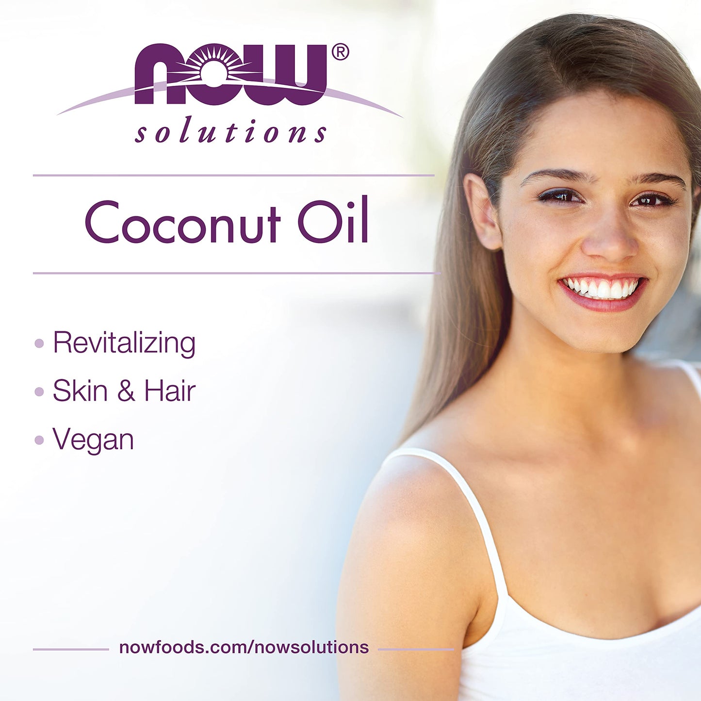 NOW Solutions, Coconut Oil, Naturally Revitalizing for Skin and Hair, Conditioning Moisturizer, 7-Ounce (Pack of 2)