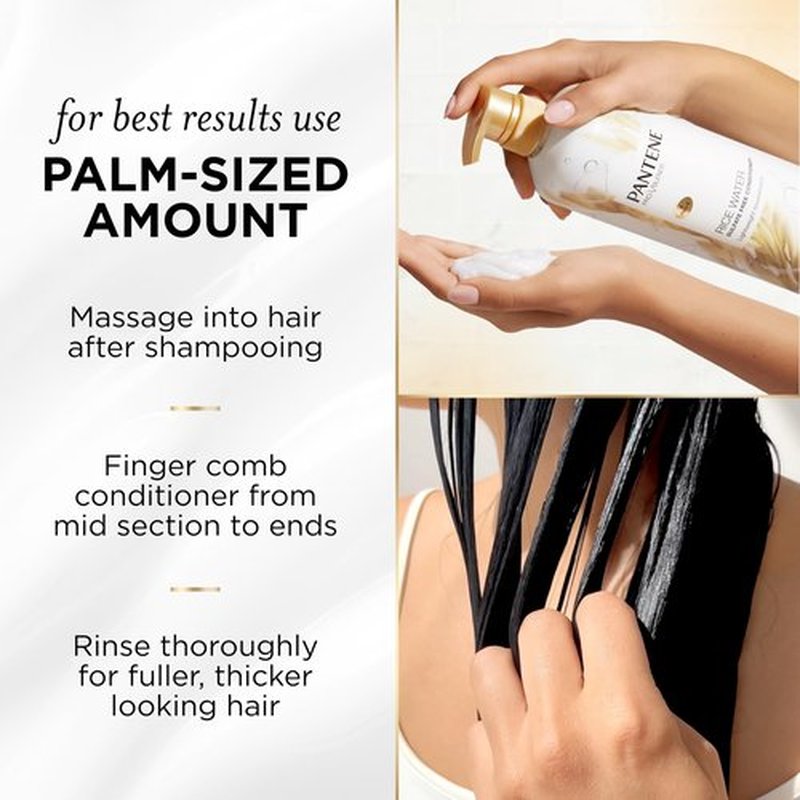 Pantene Conditioner, with Rice Water, Protects Natural Hair Growth, Volumizing, for Women, Nutrient Infused with Vitamin B5, Pro-V Blends, 30.0 oz