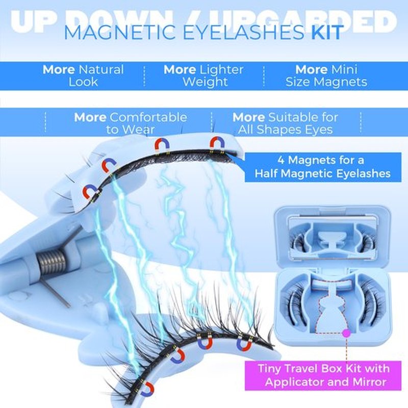 JIMIRE Magnetic Eyelashes with Applicator Upgraded Magnetic Eyelshes Natural Look Wispy Magnetic Lashes Reusable Lightweight Magnetic Lashes with Applicator No Glue No Eyeliner Needed 1 Pair Pack
