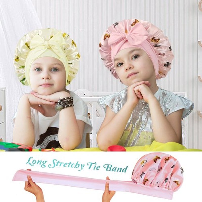choshion 2 PCS Kids Bonnets for Girls, Silk Bonnet for Kids, Bonnet for Kids, Satin Bonnet for Sleeping, Baby Toddler Tie Bonnet Sleep Cap Bonnet for Curly Hair Braids