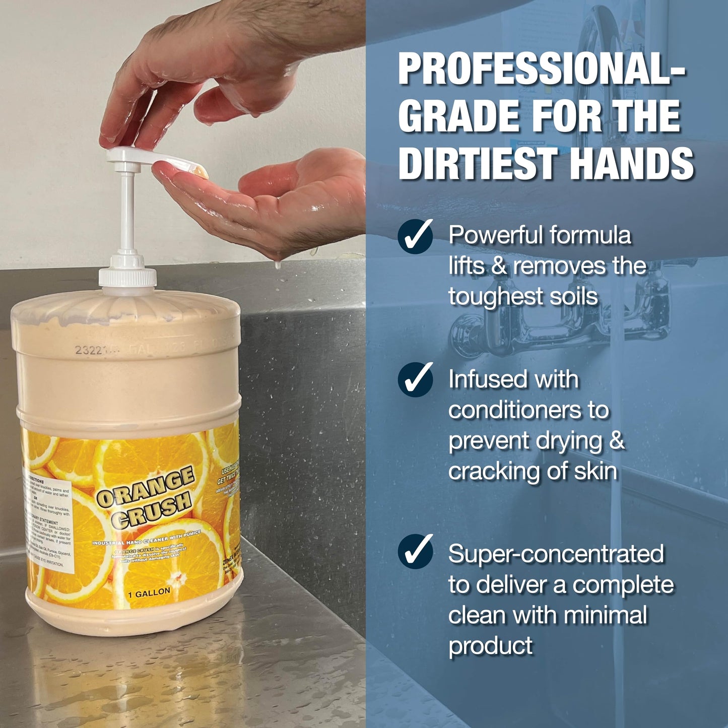 Zenex Orange Crush Hand Soap with Pumice and Skin Conditioners - Industrial Hand Cleaner | Citrus Crème Scent | Dissolve Tough Soils | Does Not Dry Out Skin | 1 Gallon (4-Pack)