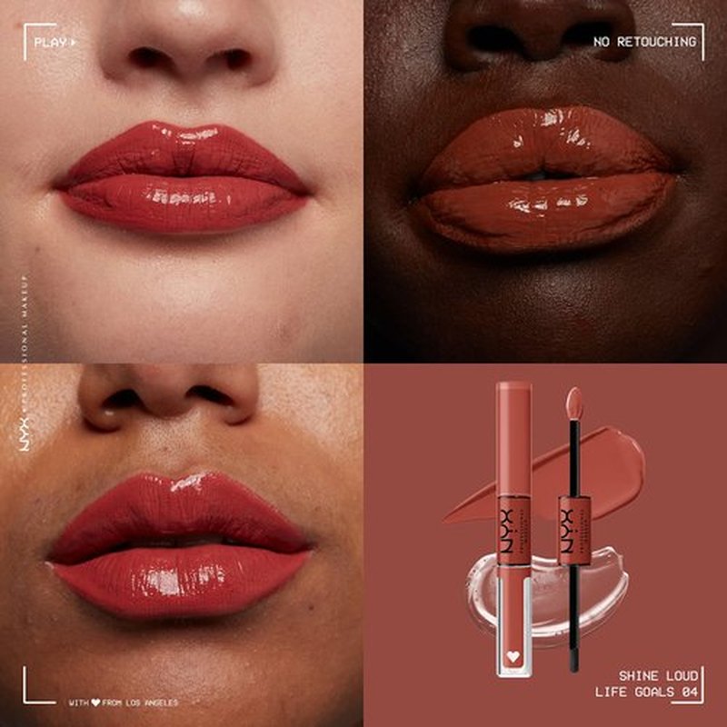 NYX PROFESSIONAL MAKEUP Shine Loud, Long-Lasting Liquid Lipstick with Clear Lip Gloss - Life Goals (Peach Nude)