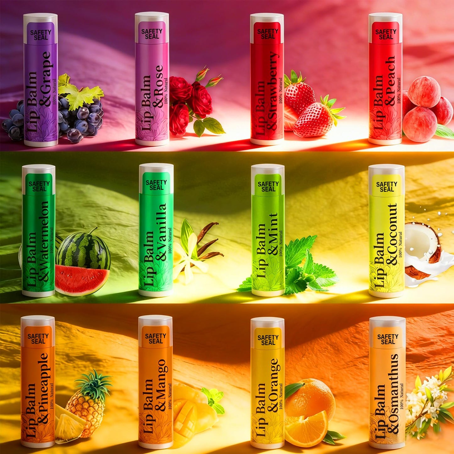 RBUGR Lip Balm Bulk Lip Balms & Moisturizers 168 Pack 12 Flavored