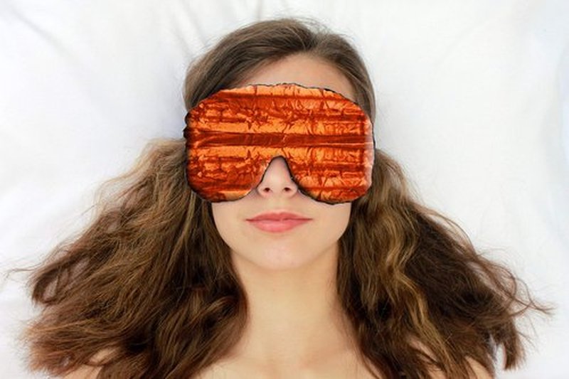 Candi Andi Handmade Opulence Yoga Eye Mask Pillow - Weighted Flaxseed Fill, Unscented, Satin & Velvet, Adjustable Strap - Ideal for Meditation & Restful Sleep -Copper - TEMF-CP