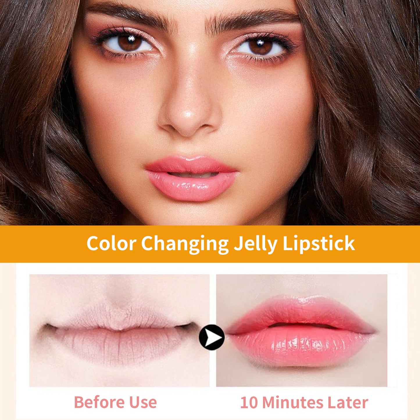 JIAYUTONG Color Changing Flower Lipstick - Hydrating Jelly Lip Balm with Flower Inside, Long Lasting Moisturizing Gloss, Nourishing Lip Care (Pink Tube-Pink)
