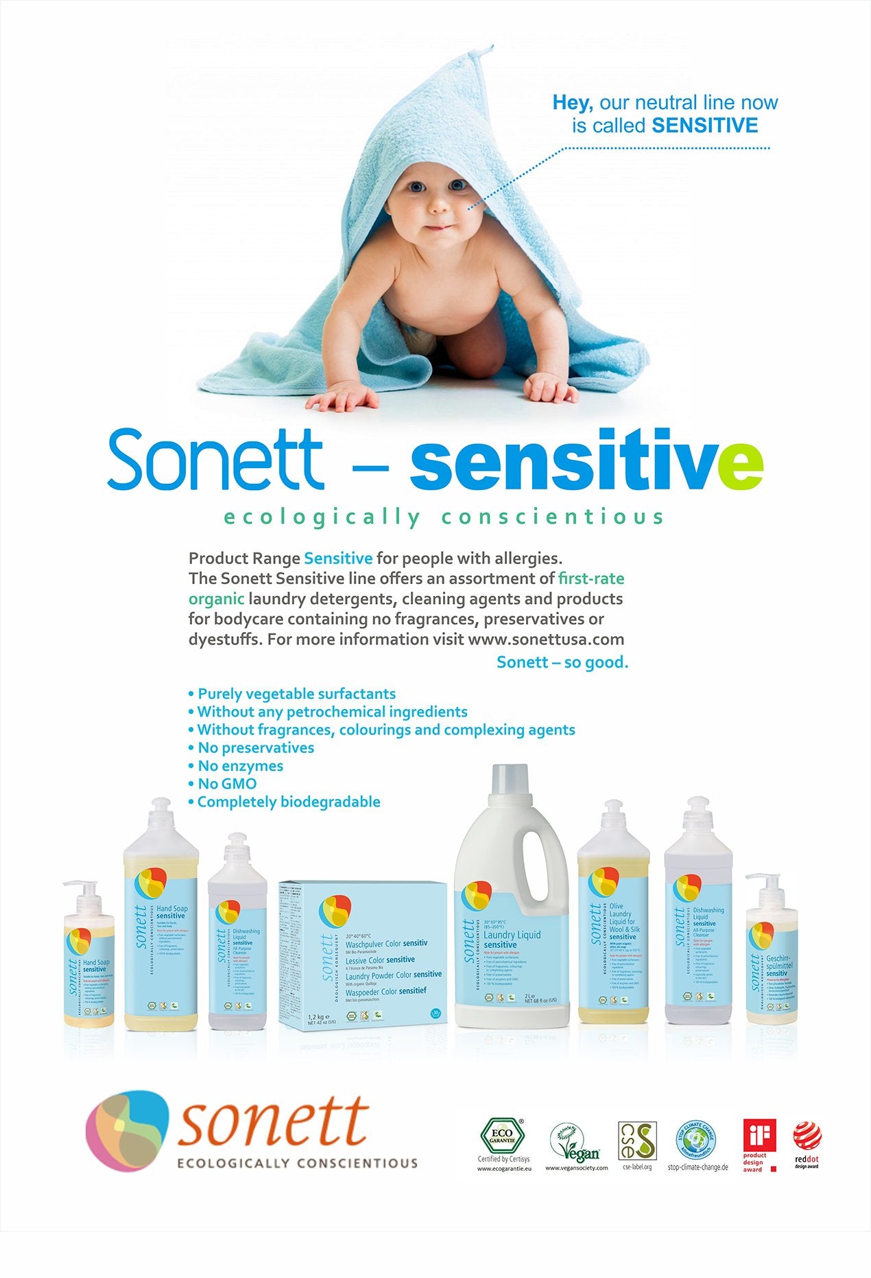 Sonett Organic Hand Soap for Sensitive skin (Sensitive, 6 Count)