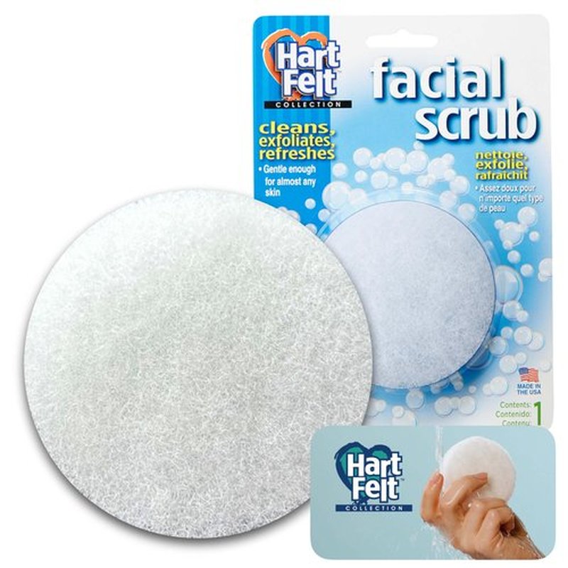 HartFelt Round Face Scrubber for Women | Reusable Facial Sponges for Daily Cleansing | Facial Exfoliating Pads for Removing Dead Skin, Dirt & Makeup | Use with Favorite Cream | Made in USA - 1 Count