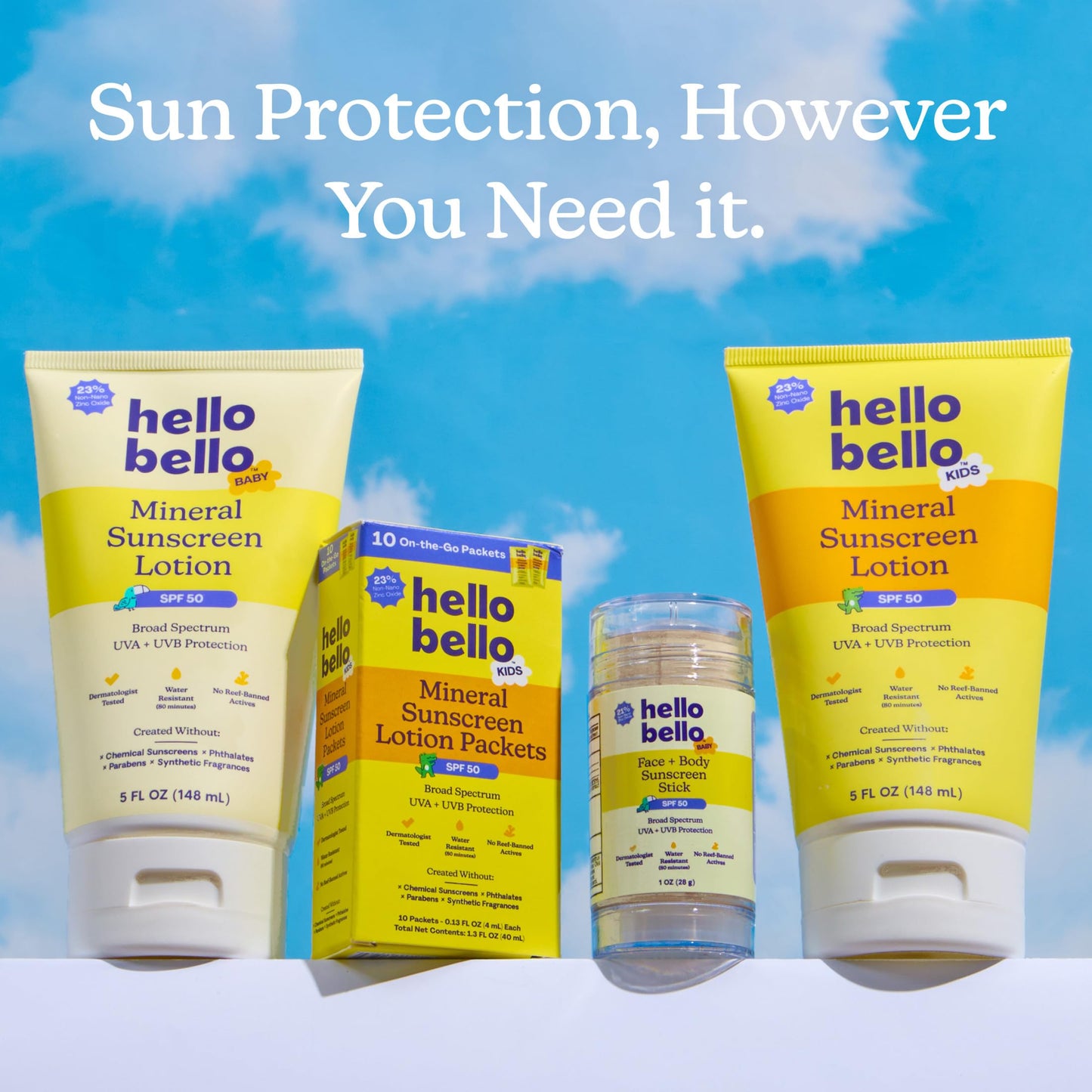 Hello Bello Kids SPF 50 Mineral Sunscreen - 5oz Spray - Water Resistant Broad Spectrum UVA + UVB Protection Sun Protection for Babies and Kids, Reef Friendly, 5 fl oz (Pack of 1)