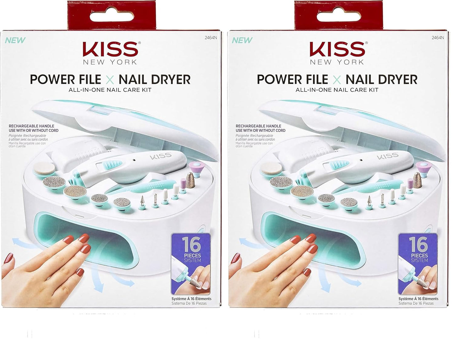 KISS Professional, Electric Nail Drill/Electric Nail File & Nail Dryer System, Includes 12 attachments, cuticle pusher, A/C adapter, storage case