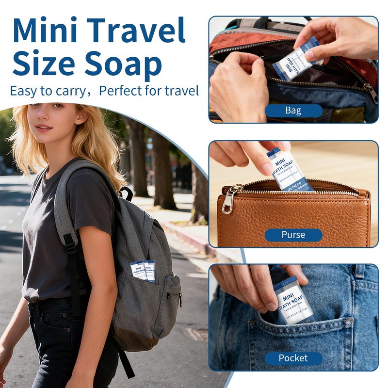 FAOEHN Mini Travel Size Bar Soap in Bulk - Pack of 100,Individually Wrapped 15 g/0.53 oz Disposable Small Hotel Hand Face & Body Soap for Guests,Homeless,Charity,Church,Shelter,Nursing Home