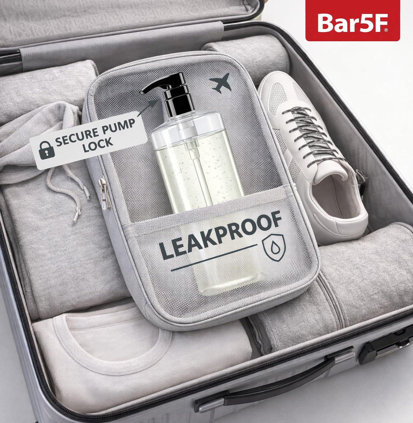 Bar5F Empty Shampoo Bottles with Pumps (2-Pack 32oz/1Liter/Large) BPA-Free PETE1 Plastic Bottle Crystal-Clear