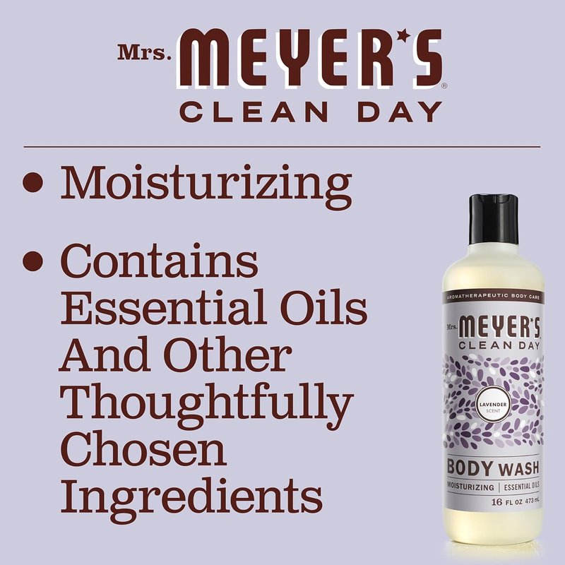 MRS. MEYER'S CLEAN DAY Lavender Body Wash - Moisturizing Shower Gel with Essential Oils | 16 oz