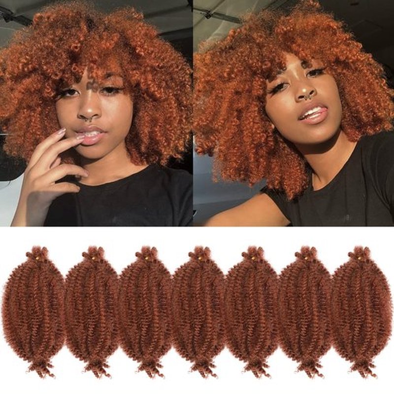 Marley Hair 10 Inch 7 Packs Ginger Marley Twist Braiding Hair for Soft Faux Locs Crochet Hair Pre Separated Springy Afro Twist Hair Cuban Twist Hair Pre Fluffed Spring Twist Hair Extensions (10",350)