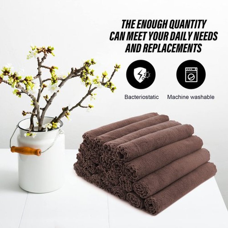 MOONQUEEN Ultra Soft Premium Washcloths Set - 12 x 12 inches - 24 Pack - Quick Drying - Highly Absorbent Coral Velvet Bathroom Wash Clothes - Use as Bath, Spa, Facial, Fingertip Towel (Wood Brown)