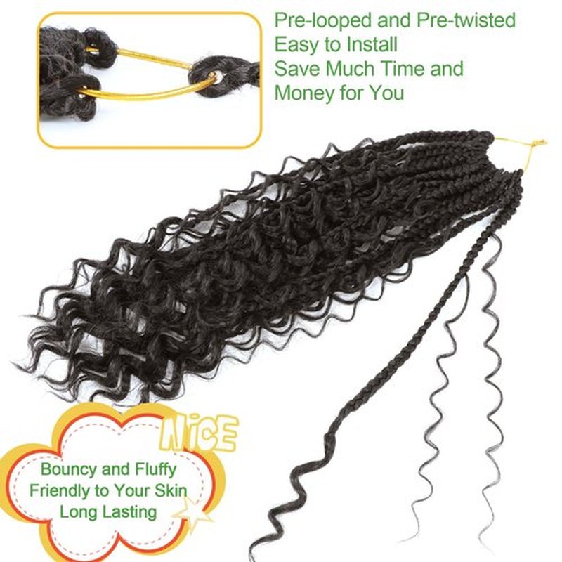 Fulcrum Goddess Box Braids Crochet Hair 12 Inch, 9 Packs Box Braids Crochet Hair for Women, Crochet Braids with Curly Ends (12Inch, 4#)