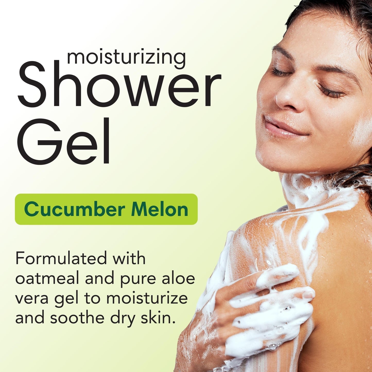 ShiKai Daily Moisturizing Shower Gel (Melon, 64 oz) | Gentle Soap-Free Body Wash for Dry and Sensitive Skin | With Aloe Vera & Oatmeal