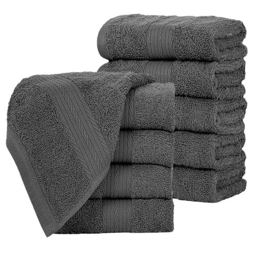 Ample Decor Wash Cloths Pack of 10, Oeko Tex Certified 600 GSM 100% Cotton Soft Absorbent, Premium Quality Durable Machine Washable, Ideal for Bathroom, Pool, Hotel, Spa – Grey