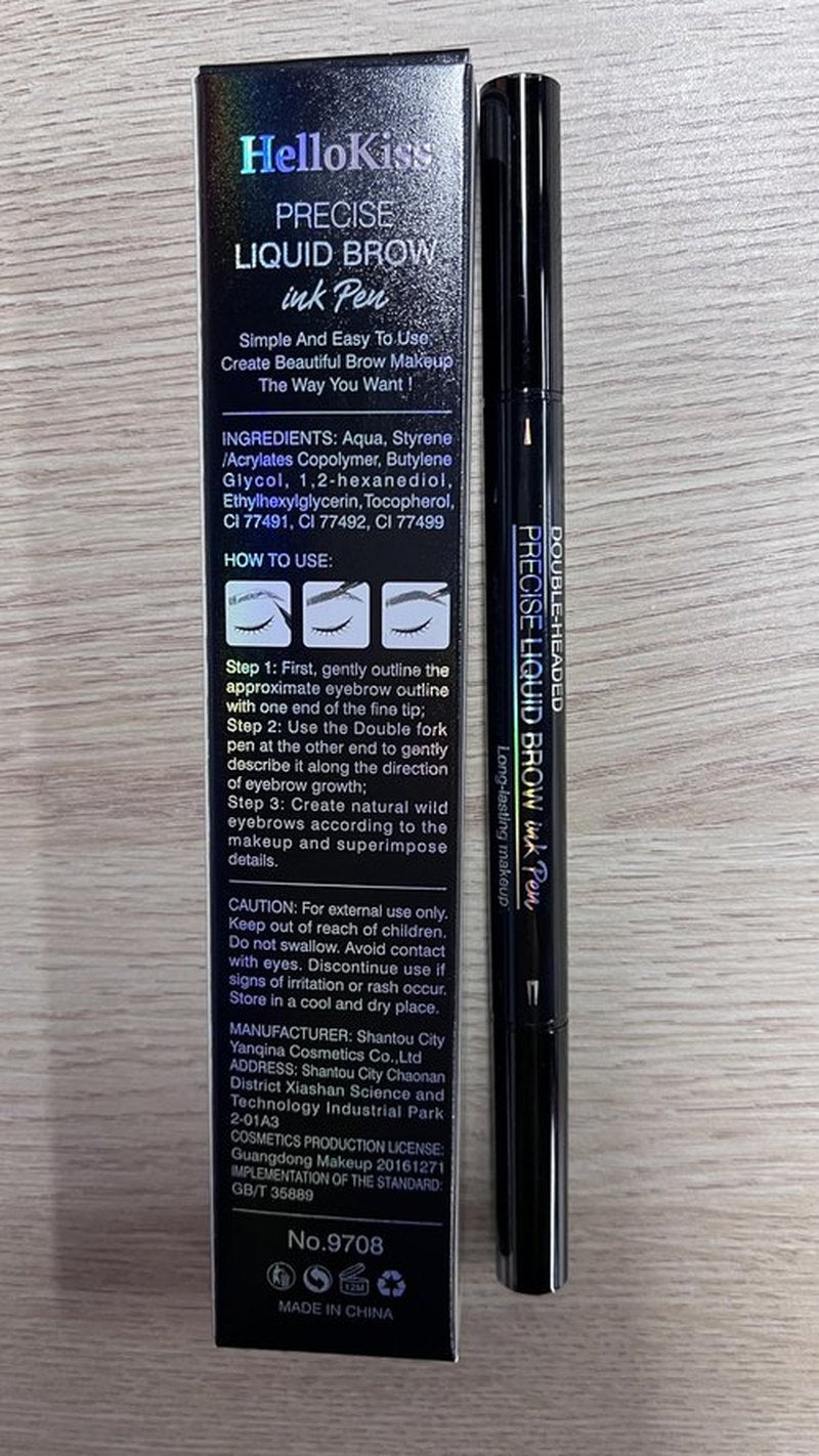 Hello Kiss Microblading Eyebrow Pen - Dual-Ended Microblading Eyebrow Pen with Ultra-Fine Tip and Brush Creates Flawless Hair-Like Brows, Waterproof and Long-Lasting (Brown)