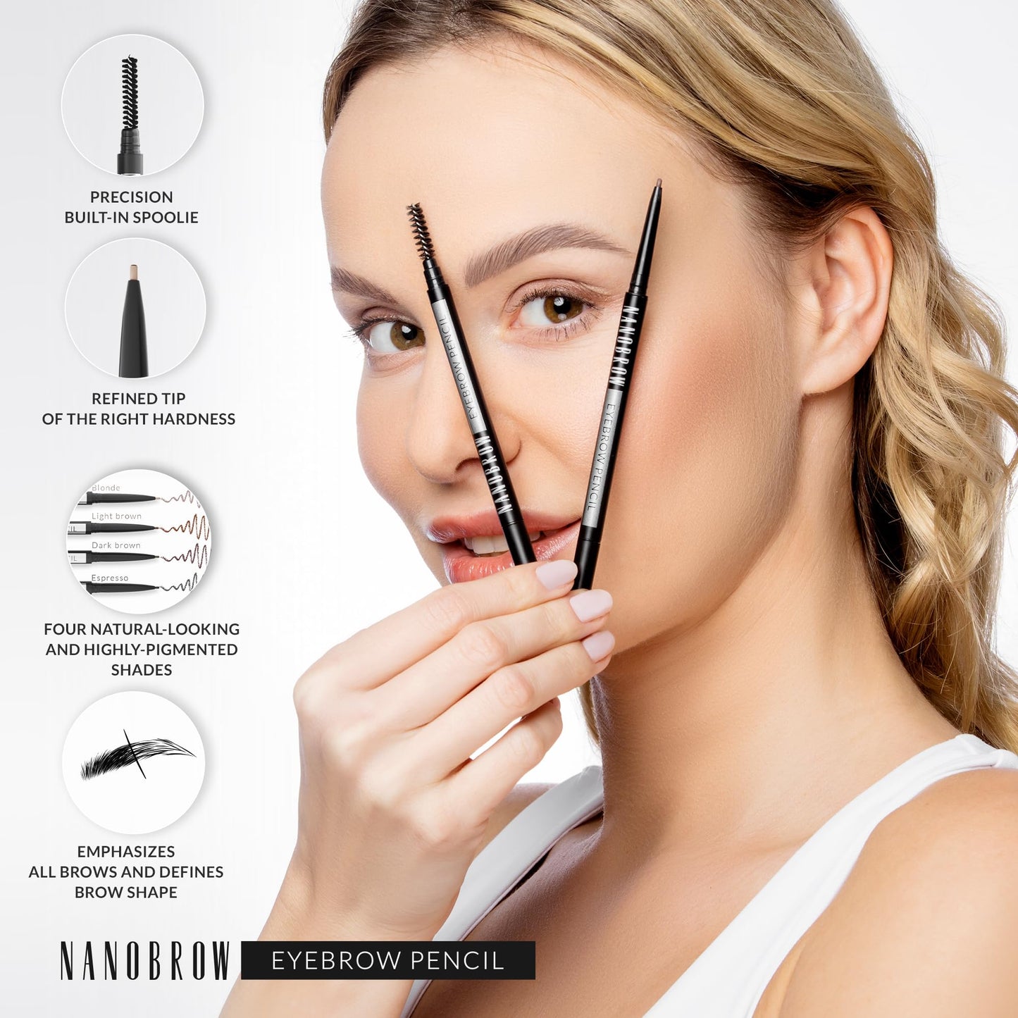 Nanobrow Eyebrow Pencil - Perfectly highlighted, filled-in and beautifully defined brows. Brow Pencil with brush (Espresso)