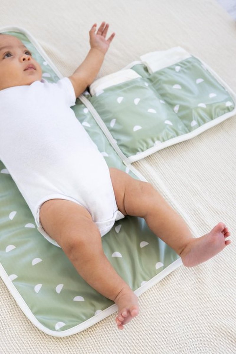 Pearhead Baby Travel Changing Pad, Wipeable and Portable Diaper Changing Mat, Newborn and Infant Changing Pad, Diaper Bag Essential, Sage Green