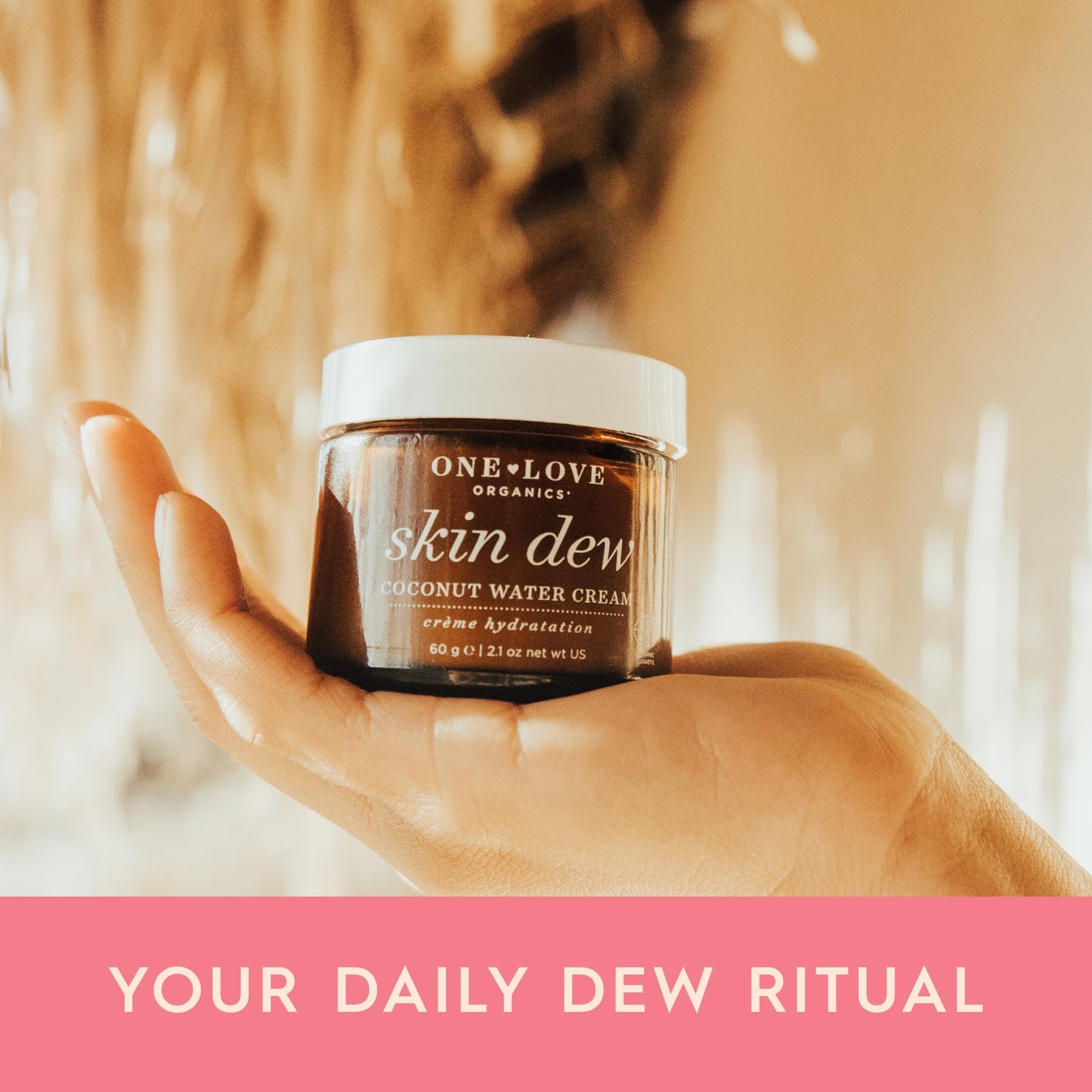 One Love Organics Skin Dew Coconut Water Cream – Lightweight Certified Organic & Cruelty Free Face Moisturizer for Hydrated, Dewy Skin, Fragrance-Free & Vegan 2.1 oz