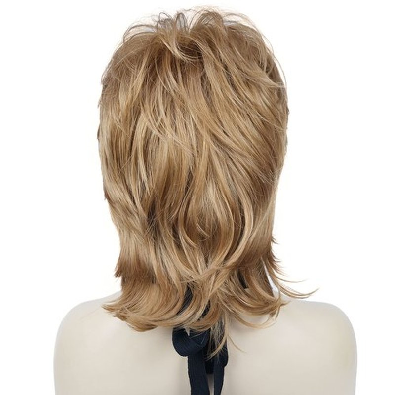 Lydell 16" Long Straight Wigs Soft Shaggy Layered Wigs Classic Cap Full Synthetic Hairpieces (19 Light Strawberry Blonde)