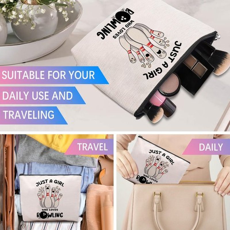 CEASQVAA Bowling Accessories Makeup Bag, Bowling Gifts for Women, Bowling Party Favors Bags, Bowling Lover Stuff Birthday Gifts Cosmetic Makeup Bag Pouch