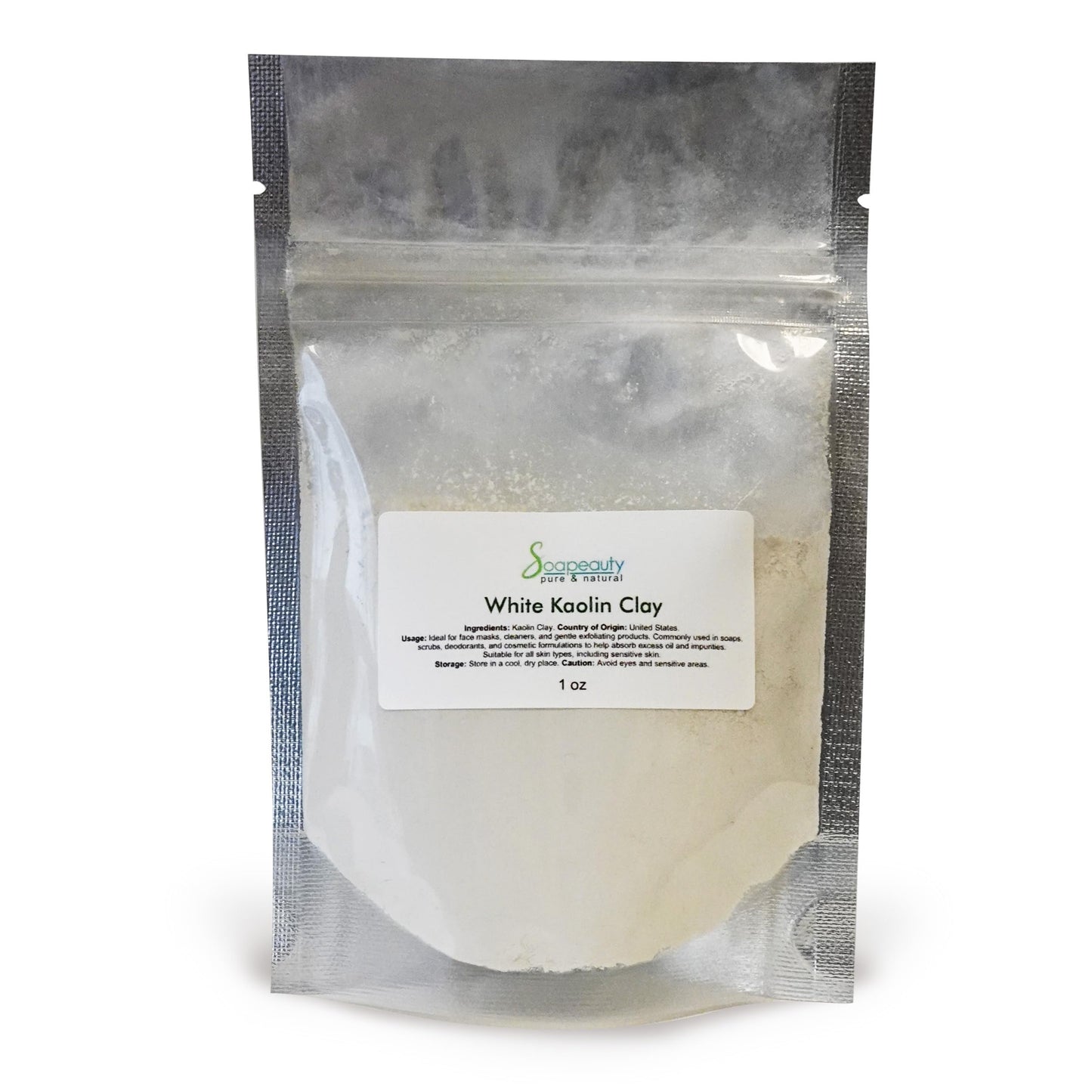 Soapeauty WHITE KAOLIN CLAY Powder | Cosmetic Grade 100% Natural | Facials, Face Mask, Soap Making, Bath Bomb | aka White Clay Powder, China Clay Powder | (1 OZ)