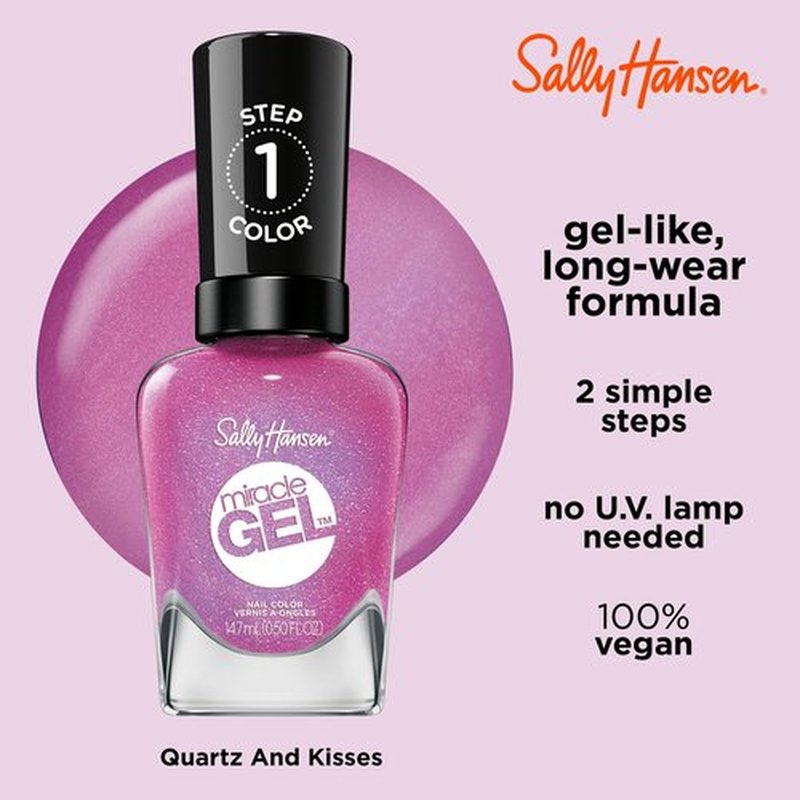 Sally Hansen Miracle Gel™, Quartz and Kisses, Long Lasting, Gel-Like Formula, No UV Lamp Needed, Pink Nail Polish