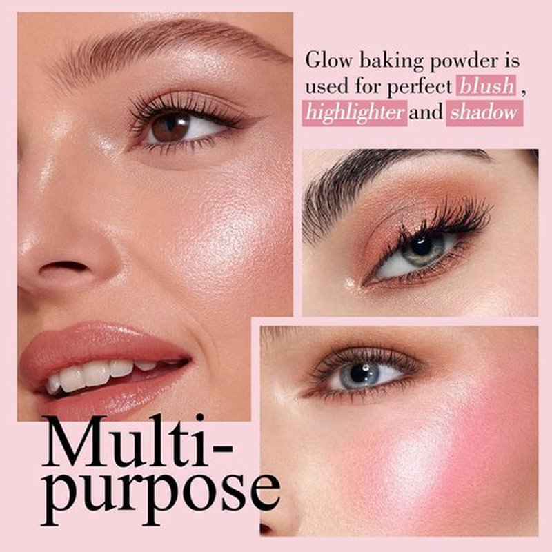 KYDA Baked Blush, High Glossy Face Blusher, Shimmer Pressed Powder Blush, Buildable Lightweight Formula, Radiance Pink Glow Blush Makeup, Multiuse Baked Powder for Face Eye Cheeks, #03